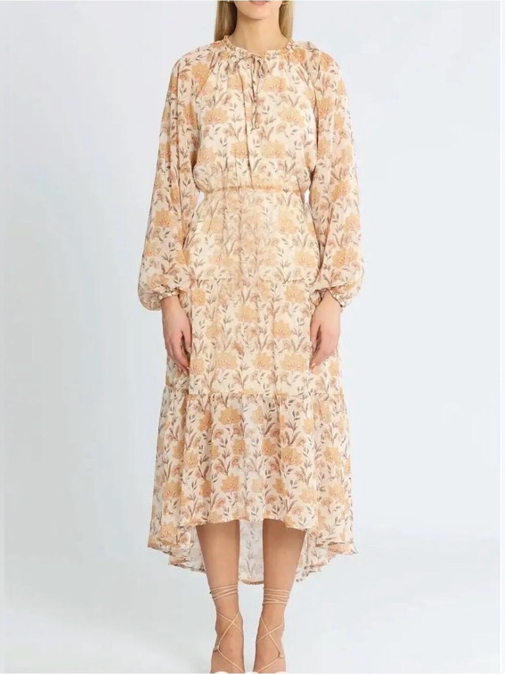 Mink Pink Moyne Midi Dress Small floral Romantic Flowy Feminine Tiered